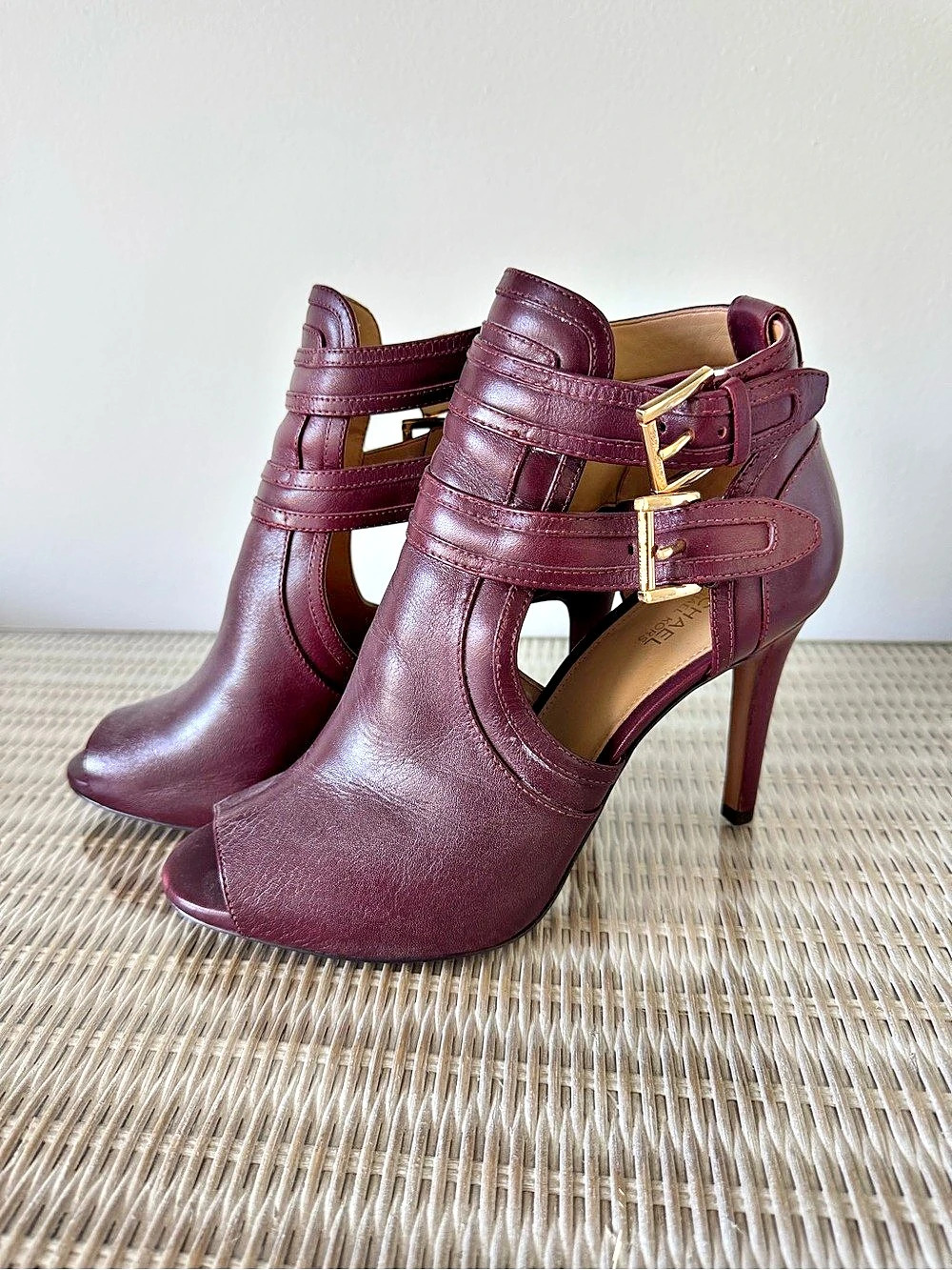 Michael Kors Burgundy Buckle Ankle Heels